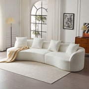 Elegant curved sectional sofa from Noble House with plush foam cushions, showcasing a stylish stationary sofa design.