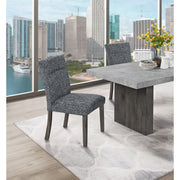 Set of two gray Sharon dining chairs with extended back by Global Furniture USA, showcasing modern design and comfortable seating.