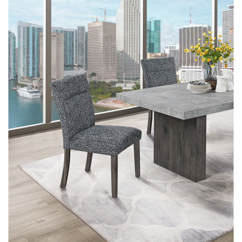 Set of two gray Sharon dining chairs with extended back by Global Furniture USA, showcasing modern design and comfortable seating.