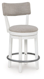 Robbinsdale - Upholstered Swivel Barstool (Set of 2) - Antique White - R&R Furniture Gallery (Fountain Valley, CA)