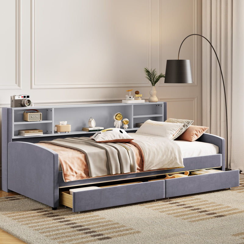 Luxurious Upholstered Platform Bed With Storage Drawers - R&R Furniture Gallery (Fountain Valley, CA)