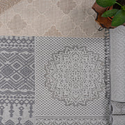 Guros - 8' X 10' Trellis Indoor / Outdoor Area Rug - White / Gray - R&R Furniture Gallery (Fountain Valley, CA)