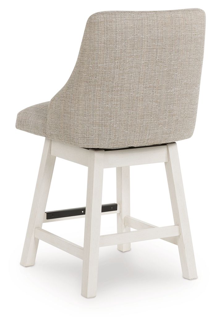 Robbinsdale - Upholstered Swivel Curved Back Barstool (Set of 2) - Antique White - R&R Furniture Gallery (Fountain Valley, CA)
