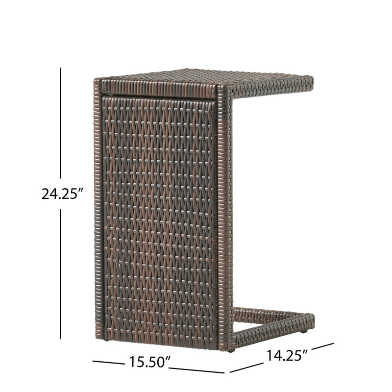 Bucharest - End Table C Shaped Side Table Rattan - Brown - R&R Furniture Gallery (Fountain Valley, CA)