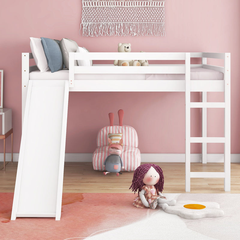 Full Loft Bed With Slide, Multifunctional Design - White - R&R Furniture Gallery (Fountain Valley, CA)