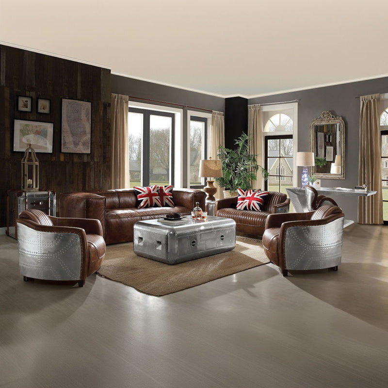 Brancaster - Chair - Retro Brown Top Grain Leather & Aluminum - R&R Furniture Gallery (Fountain Valley, CA)