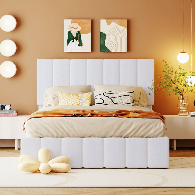 Elegant Upholstered Platform Bed With Hydraulic Storage System - R&R Furniture Gallery (Fountain Valley, CA)
