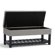 Saxon - Upholstered Transitional Storage Ottoman Bench - R&R Furniture Gallery (Fountain Valley, CA)