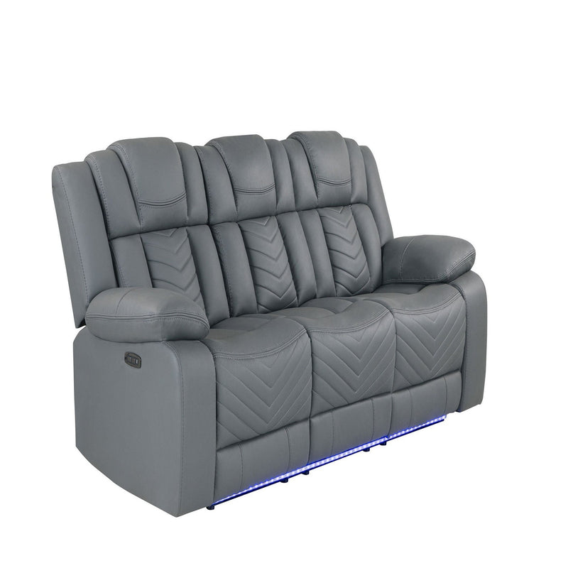 Raize - 10 Power Reclining Sofa With DDT, WC And LED - Gray - R&R Furniture Gallery (Fountain Valley, CA)