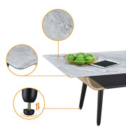 Landon - Coffee Table With Glass Marble Texture Top And Bent Wood Design - R&R Furniture Gallery (Fountain Valley, CA)