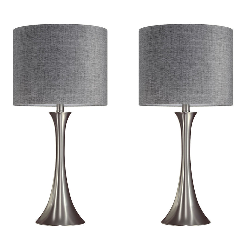 Set of two Lumi Source Lenuxe contemporary semi-gloss table lamps with sleek modern design and rounded bases.