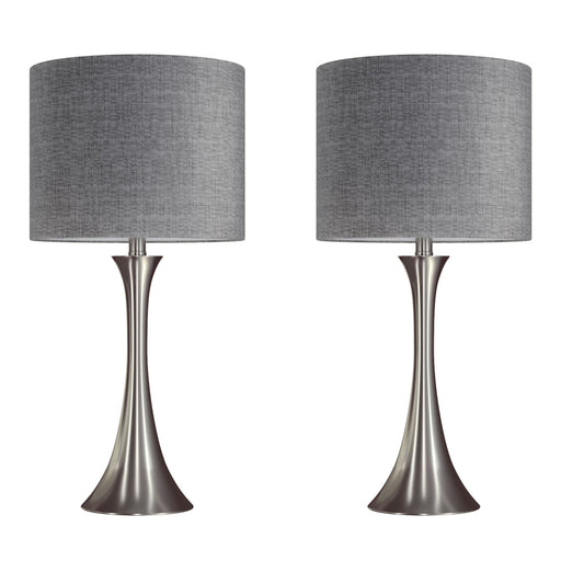 Set of two Lumi Source Lenuxe contemporary semi-gloss table lamps with sleek modern design and rounded bases.