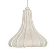 TOV Furniture Looma cotton mache pendant lamp in off-white hanging light fixture with a woven, textured design.