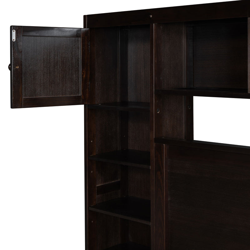 DreamHaus cabinet bed with integrated shelf, all-in-one cabinet, and built-in sockets, showcasing a modern multi-functional bedroom furniture piece.