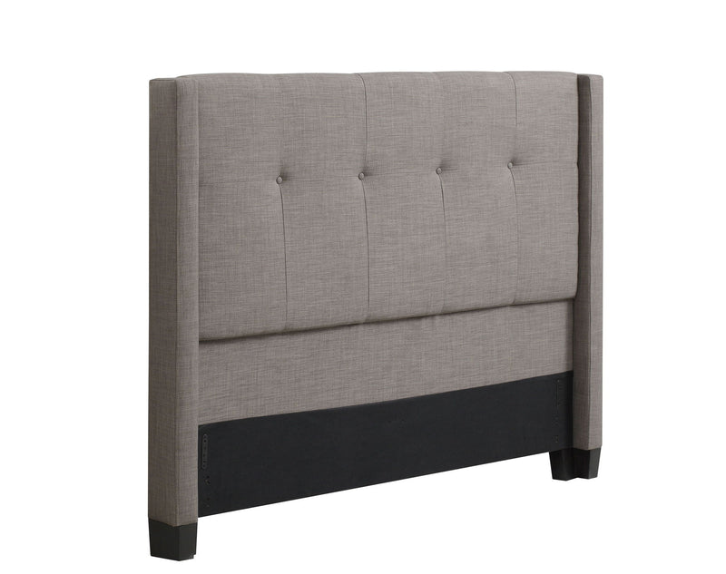 Modus Madeleine full-size wingback headboard in Dolphin linen upholstery with plush, curved design and elegant tufted detailing.