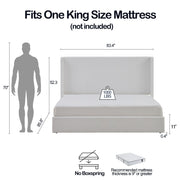 Carmen - King Size Upholstered Wingback Bed - White - R&R Furniture Gallery (Fountain Valley, CA)