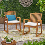 Della - Wood Armchair (Set of 2) Outdoor Dining Chairs - Cream - R&R Furniture Gallery (Fountain Valley, CA)