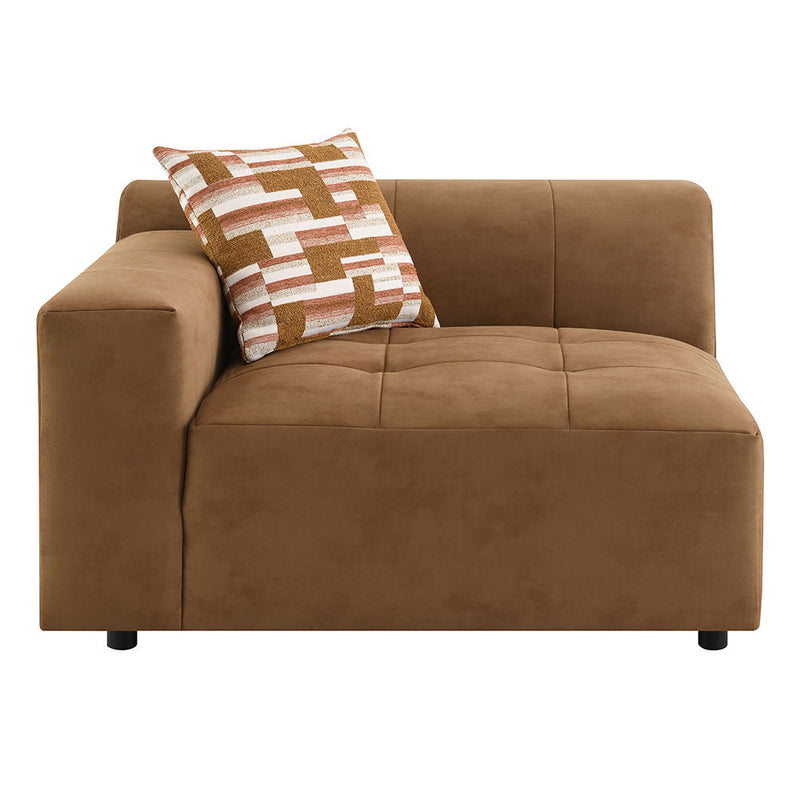 Zoey - Modular - LF Arm Chair With Pillow - Chocolate Suede - R&R Furniture Gallery (Fountain Valley, CA)