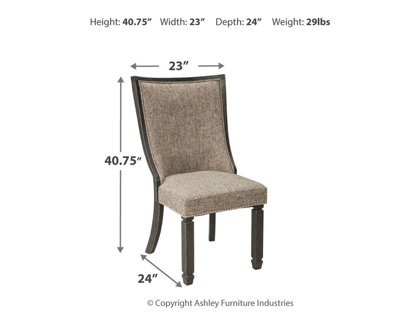 Tyler Creek - Dining UPH Side Chair (Set of 2) - Framed Back - Black / Grayish Brown - R&R Furniture Gallery (Fountain Valley, CA)