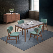 Bevis - Server - Green Fabric & Walnut - R&R Furniture Gallery (Fountain Valley, CA)