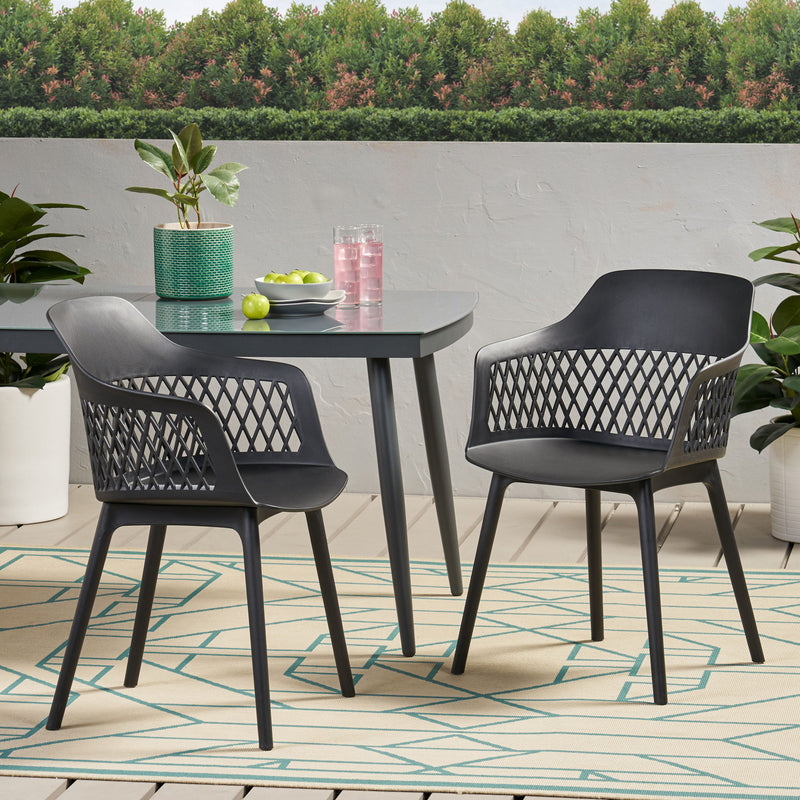 Set of two Noble House Azalea chairs with wooden legs and upholstered seats, modern design for living or dining spaces.