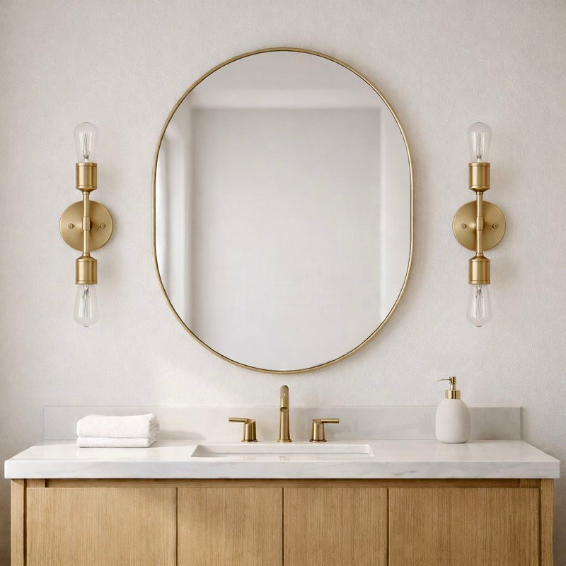 Reverie - Double Lights Bathroom Wall Sconce Over Mirror - Clear / Gold - R&R Furniture Gallery (Fountain Valley, CA)