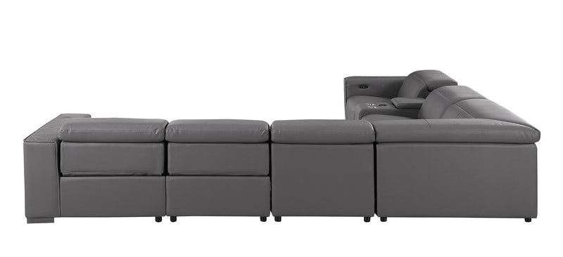 1208 - 7 Piece L-Shaped Leather Reclining Sectional With 4 Power Recliners