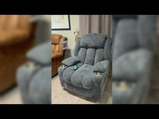 Omarion - Power Recliner With Lift, Heating & Massage - Blue Chenille - R&R Furniture Gallery (Fountain Valley, CA)