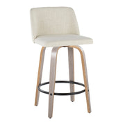 Toriano - Contemporary Fixed Height Counter Stool Swivel & Round Footrest (Set of 2) - R&R Furniture Gallery (Fountain Valley, CA)