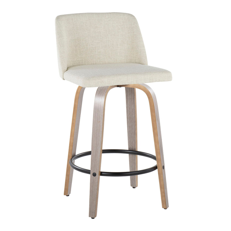 Toriano - Contemporary Fixed Height Counter Stool Swivel & Round Footrest (Set of 2) - R&R Furniture Gallery (Fountain Valley, CA)