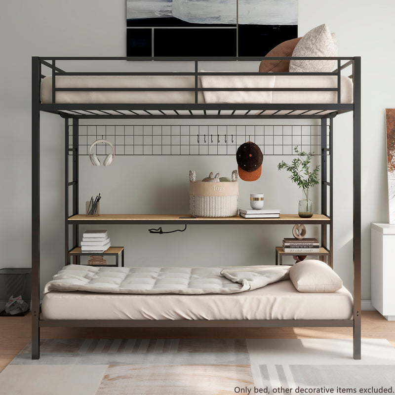 Ethan - Bunk Bed With Desk, Charging Station, Storage Shelves - R&R Furniture Gallery (Fountain Valley, CA)