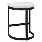 Uttermost Ivanna counter stool with wooden legs and upholstered seat, suitable for kitchen or bar area, 24-27 inch height.