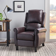 Noble House Memphis burgundy standard recliner club chair with cushioned armrests and plush fabric upholstery.