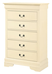 Louis Phillipe accent chest by Glory Furniture, wooden storage cabinet with decorative details and a polished finish.