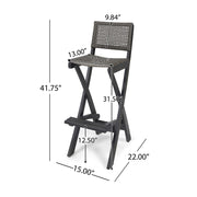 Outdoor Folding Acacia Wood Barstools With Rattan Backrest And Seat - R&R Furniture Gallery (Fountain Valley, CA)