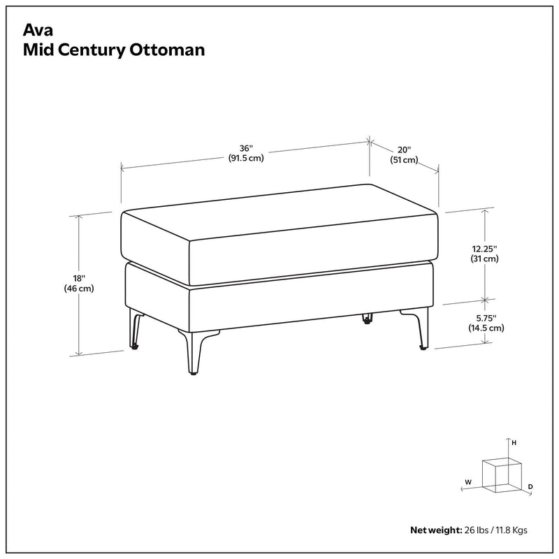 Ava - Versatile Mid Century Ottoman - R&R Furniture Gallery (Fountain Valley, CA)