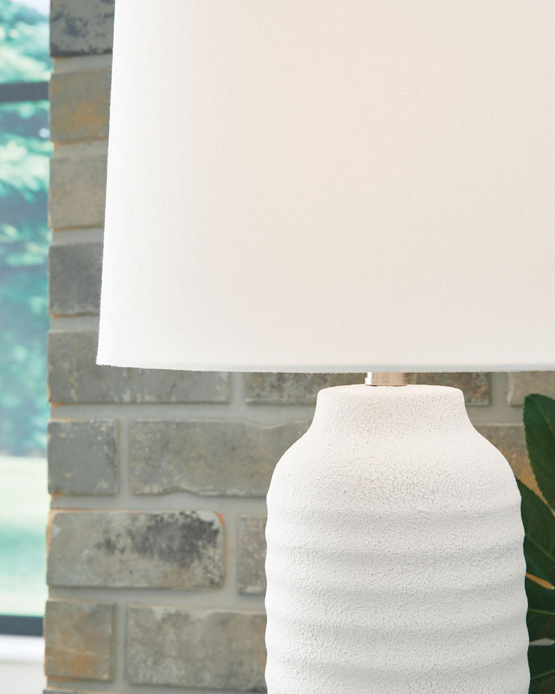 Vauville - Poly Table Lamp (Set of 2) - White - R&R Furniture Gallery (Fountain Valley, CA)