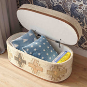 Olivier - Cotton Oval Storage Ottoman - Beige - R&R Furniture Gallery (Fountain Valley, CA)