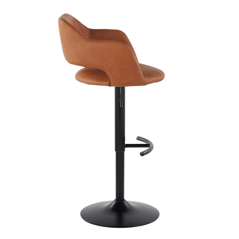 Pair of Lumi Source Margarite contemporary adjustable barstools with swivel and rounded T-footrest, set of 2, featuring modern design.