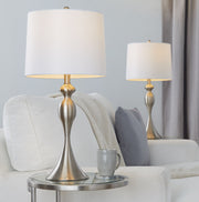 Lumi Source Ashland contemporary table lamp set with two modern ceramic lamps featuring sleek designs and warm fabric shades.