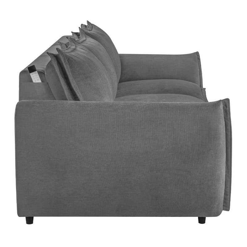 Eaden - Power Sofa With Sleeper - Gray Chenille - R&R Furniture Gallery (Fountain Valley, CA)