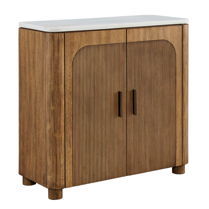 Mebarak - Reeded 2 Door Cabinet - Bronze,White,Woodtone