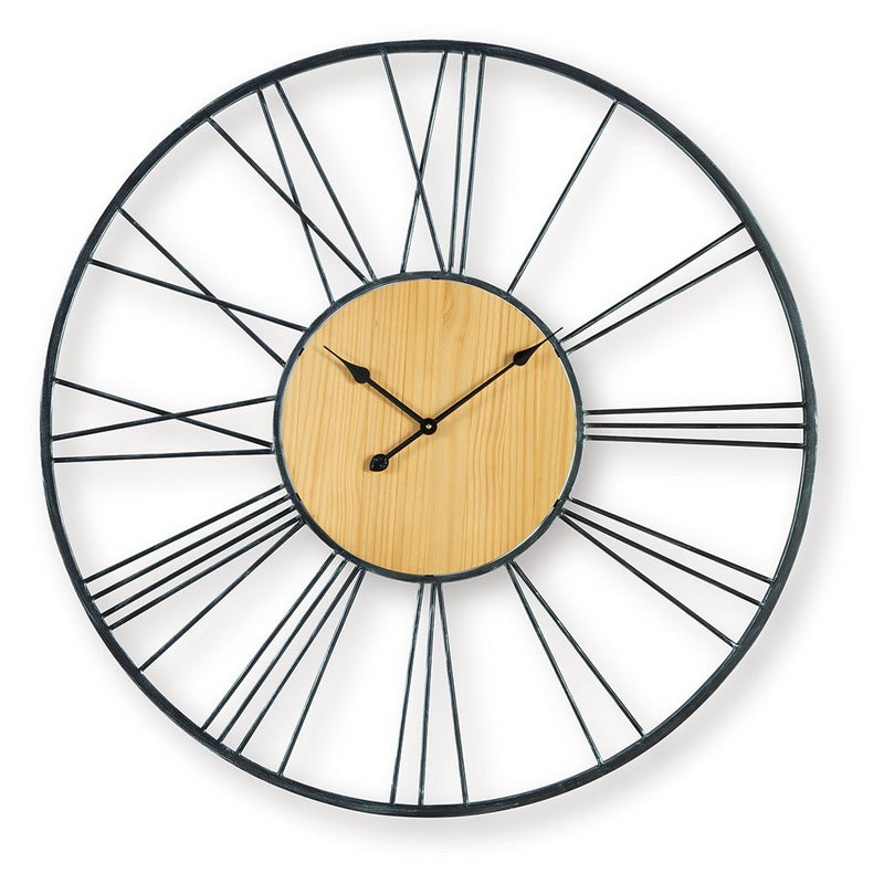 Brockett - Wall Clock - Black / Natural - R&R Furniture Gallery (Fountain Valley, CA)