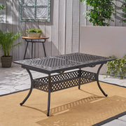 Outdoor Extendable Aluminum Dining Table With Pattern Table Top And Curved Legs - Copper - R&R Furniture Gallery (Fountain Valley, CA)