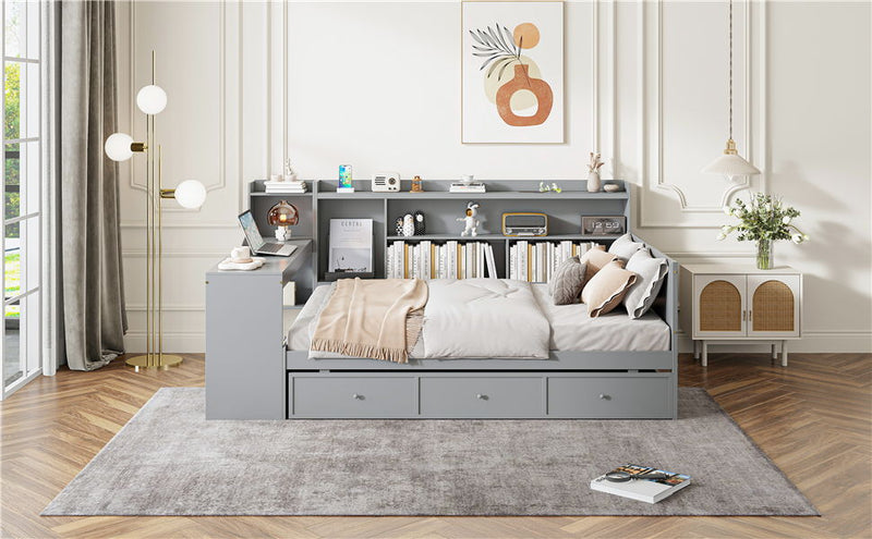 Daybed With 3 Drawers USB Ports And Desk - R&R Furniture Gallery (Fountain Valley, CA)