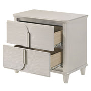 ACME Laveda pearl white accent nightstand with sleek design and single drawer, ideal for modern bedroom decor.