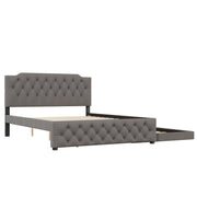 Upholstered Platform Bed With Trundle And 2 Sets Of USB Ports On Each Side, Fabric - R&R Furniture Gallery (Fountain Valley, CA)