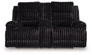 Rhine Falls - Double Reclining Power Loveseat With Console - Onyx - R&R Furniture Gallery (Fountain Valley, CA)