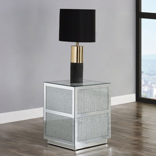 Noralie - 18" End Table With Faux Diamonds - Mirrored - R&R Furniture Gallery (Fountain Valley, CA)