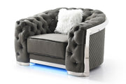 Gray Glory Furniture accent arm chair with plush upholstery and sleek design, perfect for modern living rooms.